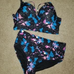 Black galaxy high waisted bikini xxxl